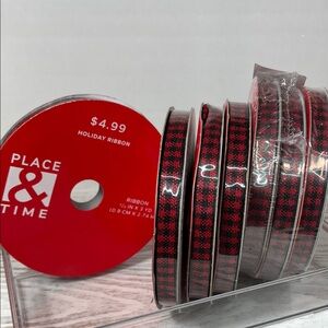 Place & Time Red and Black Holiday Ribbon